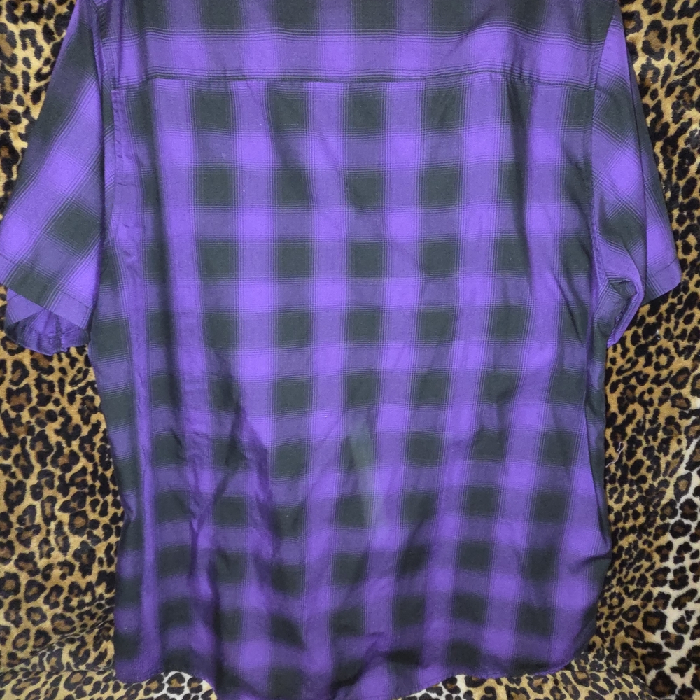 DIXXON Purple and Black Plaid Short Sleeve Button-Down Shirt - Picture 5 of 5